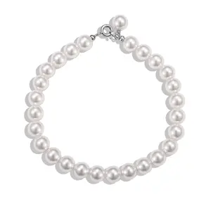 Dylam Wholesale Round Ball Beads Chain Shell Pearl Bracelet Bangles S925 Sterling Silver Strand Beaded Bracelets Woman Man Gift