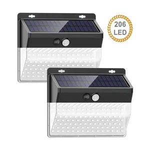 206led luzes ao ar livre iluminação solar Suppliers-Luminária led de parede com sensor de movimento, para áreas externas, 136led/206led, 270 graus, energia solar, ip65, fixada na parede