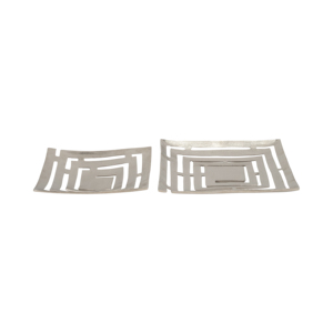 Set di vassoi decorativi in metallo dal design moderno con ritagli decorativi per centrotavola da caffè e decorazioni per la casa - Product Image 2