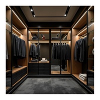 CBMmart Dressings sur mesure noirs pour hommes, armoires de luxe pour chambre à coucher avec éclairage, meubles modernes, dressing