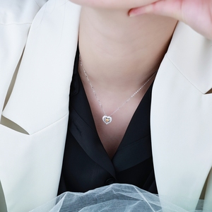 Handmade Heart Shape 14K White <b>Gold</b> <b>Solid</b> Natural Diamonds <b>Pendants</b> High Quality Sapphire Women Classic Gift Luxury Jewelry - Product Image 2