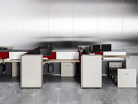 Poste de travail modulaire en bois pour centre d'appels de bureau, 4 à 6 places, mobilier assemblé, cloison de séparation pour personnel de direction