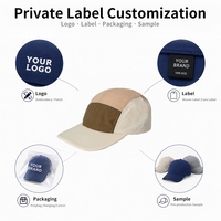 Casquette de camping 5 panneaux en nylon à blocs de couleur personnalisés avec tissu à séchage rapide pour les aventures en plein air