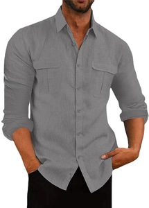 Camicia da <span class=keywords><strong>uomo</strong></span> europea americana Casual a maniche lunghe con bottone in saia in Denim Western <span class=keywords><strong>5XL</strong></span> estivo stampato in tinta unita - Product Image 5