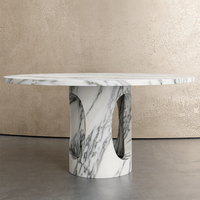 Meubles Kumusi Table Ronde Arabescato Blanche pour Salle à Manger
