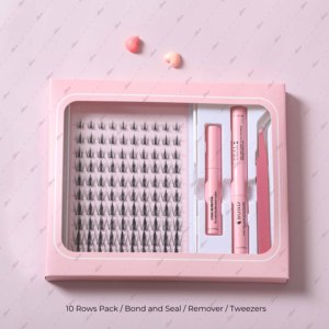 Kit d'extension de cils <span class=keywords><strong>Manga</strong></span> effet naturel 8-18mm, kit de cils en grappe synthétiques réutilisables DIY avec colle, fixateur et dissolvant - Product Image 4