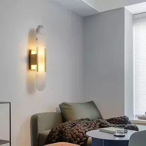 Hullxine Luxury Modern Interior Vertical High-End Iron Marble LED Dimmable Wall <strong>Sconce</strong> <strong>Light</strong> for Home Office Hotel Villa - Product Image 4