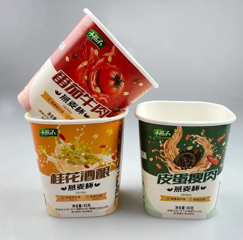 Custom printed disposable Boiling Water Brewing Instant Cups soup bowl packaging with sealing film for instant noodles microwave