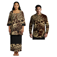 Ensemble de vêtements personnalisés de style classique, chemise Aloha pour hommes des îles Fidji, motif tribal samoan, robe Puletasi pour femmes, ensemble de couple polynésien