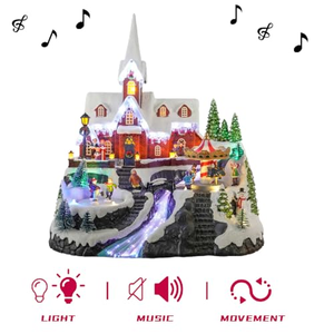 Wholesale Musical LED Light up Animated with Turning Skaters <b>Christmas</b> Village Houses for <b>Christmas</b> Decor and Gift - Product Image 2