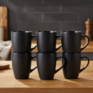Ensemble de tasses à café en céramique grès noir mat, gravées au laser, personnalisées sur mesure, robustes et modernes, pour fêtes, compatibles lave-vaisselle - Product Image 2