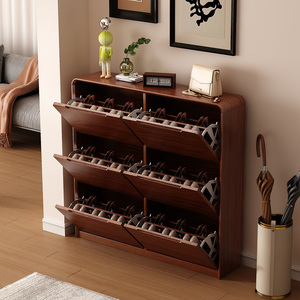 Entryway Shoe Rack Storage <strong>Cabinet</strong> <strong>Small</strong> Space <strong>Hallway</strong> Storage <strong>Cabinet</strong> 17/25cm Deep Wooden Tipping Shoe <strong>Cabinet</strong> - Product Image 3