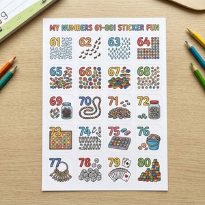 Hoja de Pegatinas Personalizadas Ecológicas con Números Recortados para la Educación Infantil, Actividades Escolares y Diversión Escolar - Product Image 2