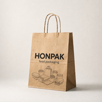Sacs cadeaux en papier kraft de luxe écologiques et recyclables avec poignée en papier et logo personnalisé pour restaurant, boutique et emballage de bijoux HONPAK