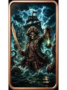 Pièce <span class=keywords><strong>de</strong></span> monnaie rectangulaire en cuivre pur OEM <span class=keywords><strong>de</strong></span> 1 oz, scène du capitaine pirate maudit Kraken, impression UV, carte d'étiquette Facto - Product Image 1
