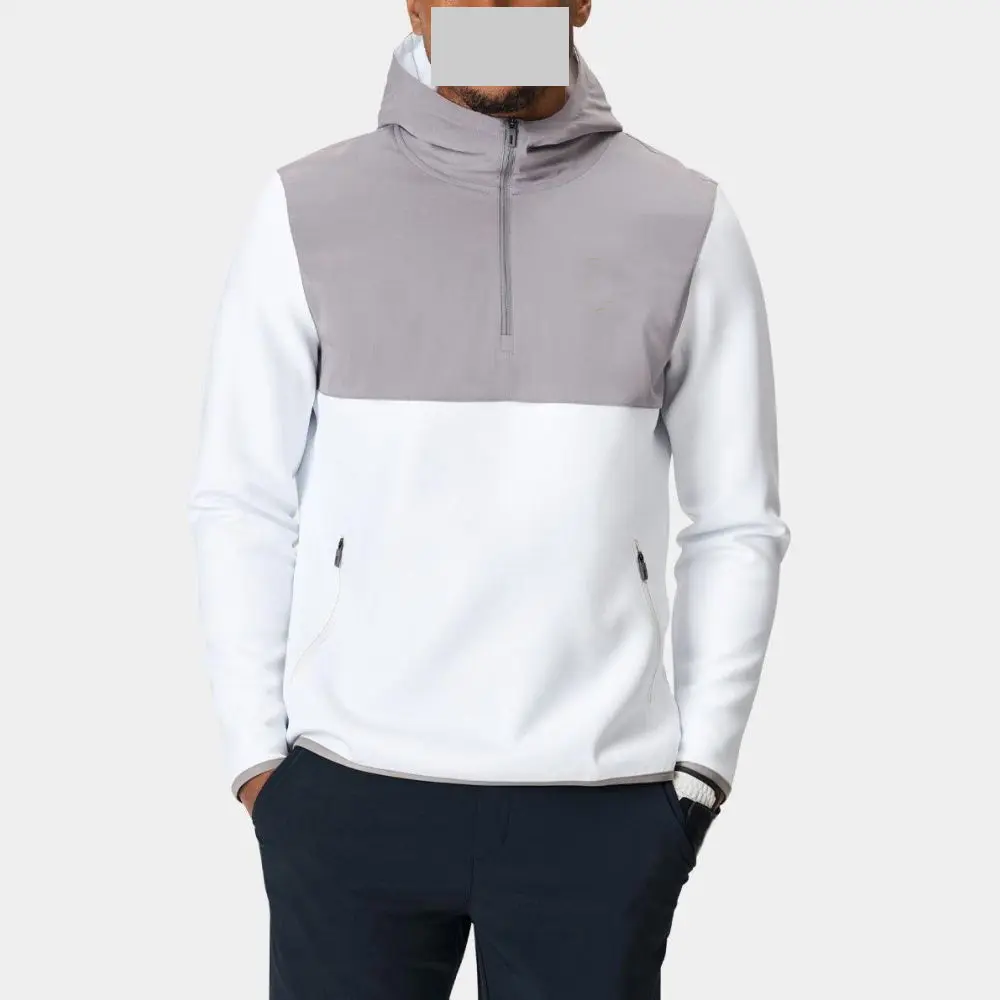 Sweat à capuche sport léger et imperméable personnalisé pour golf sweat-shirt à capuche extensible 1/4 avec fermeture éclair en polyester sweats à capuche en tissu tricoté pour hommes