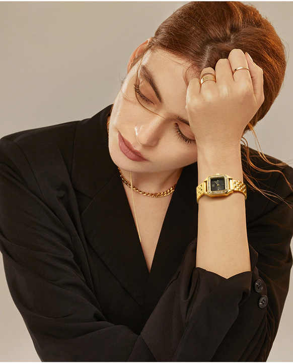 SK femmes montre mode luxe cadran en or carré montres à Quartz en acier inoxydable étanche dames montre-bracelet cadeau