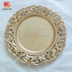 Luxury PP Plastic 13 Inch Gold Electroplated Charger <b>Plate</b> Wedding Banquet Tableware Dinner <b>Plates</b> - Product Image 3