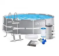 2022 INTEX 26716 Neues Design 12FT X 39IN Prismen rahmen Premium-Pool-Set Oberirdisches rundes Stahl-Schwimmbad