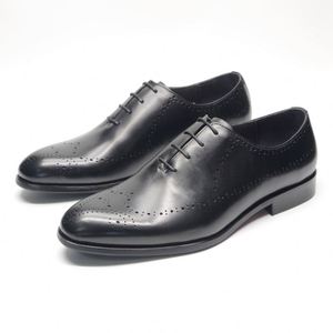 Chaussures pour hommes en cuir véritable respirantes à lacets, à bout carré, tendance, élégantes, formelles et décontractées, sur mesure haut de gamme pour l'automne - Product Image 6