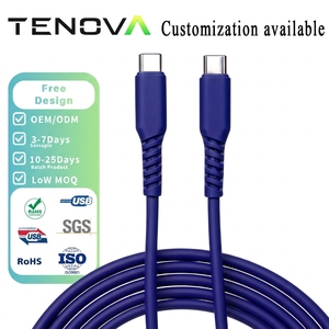 Cable <span class=keywords><strong>USB</strong></span> C a C de carga rápida PD 60W de la fábrica Tenova, cable de datos de PVC blanco y negro para iPad Pro y Samsung Tab - Product Image 1