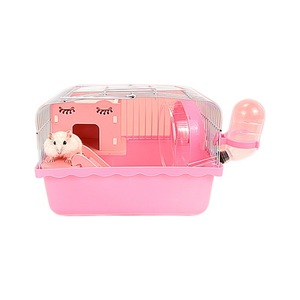 Cage pour hamster rose rectangulaire en fil d'acier avec cadre en plastique sécurisé anti-évasion, habitat pour animaux de compagnie pour hamster 23x17x17cm - Product Image 1