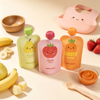 Pochette souple personnalisée avec bec verseur pour jus, Doypack alimentaire flexible pour emballage de boissons, purées de fruits et liquides