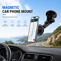 Support de téléphone universel magnétique pour grille d'aération de voiture avec ventouse télescopique