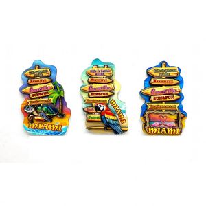 Imán de nevera magnético de tamaño mediano con diseño de palmera 3D de poliresina y madera MDF, artesanía creativa con temática cultural de Miami - Product Image 2