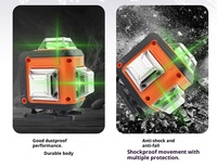 Niveau laser industriel 4D à 16 lignes, 360 degrés, faisceau vert, laser rotatif avec alimentation par batterie au lithium