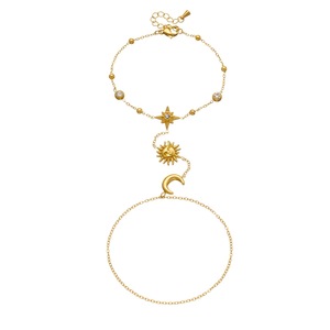 Gold Plated Sun Moon Star Body Chain Stainless Steel Minimalist Jewelry Daily Wear Bracelet Link Finger Hand Chain - Product Image 5