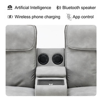 Canapé inclinable ergonomique moderne à trois places avec massage électrique, fonction de balancement et télécommande, en cuir véritable, pour salon