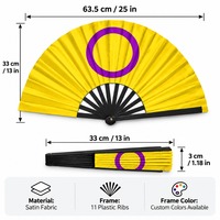 Éventails pliants personnalisés, arc-en-ciel, fierté intersexuelle, 33 cm, 13 pouces, en bambou, en bois, en plastique, pour pique-nique, imprimés sur mesure, pour rave, personnalisables