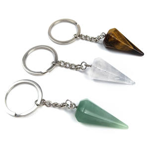 DIY piedra de cuarzo piedra Natural adivinación espíritu péndulo Hexagonal llavero colgante Ojo de Tigre lapislázuli amatista verde Aventurina curación <span class=keywords><strong>Ener</strong></span> artesanía popular - Product Image 2