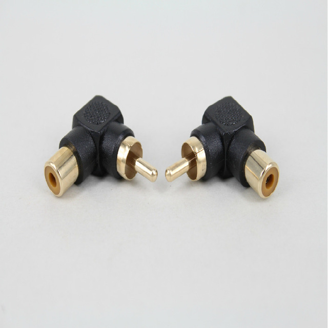 Rca Phono Connector Right Angle 3.18mm Black Insulation 2 Pins Audio Video Adapter