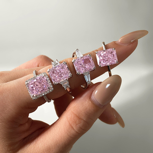 Anillos de Compromiso y Promesa de Boda con Circonita Cúbica Rosa, Accesorios de Joyería con Encanto, Regalos para Mujer - Product Image 5