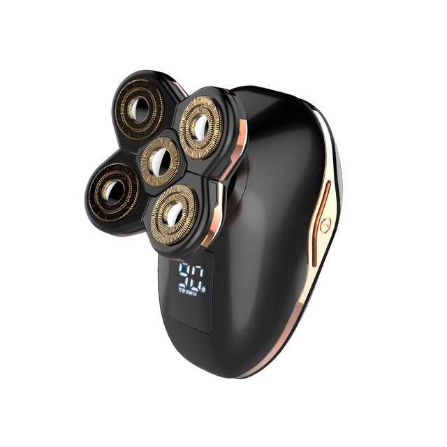 Waterproof 4D Headshaver Hair Head Beard Golden Electric Razor for Men, Usb Rotary Rechargeable Mini Portable Electric Shaver