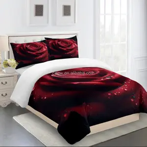 Couverture de lit de luxe lourde grande couverture Raschel à motif d'impression de rose rouge personnalisable pour l'hiver King Size