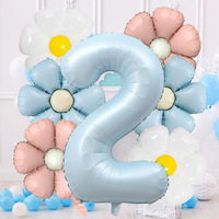 Ensemble de ballons numériques mats de 40 pouces en forme de marguerite, animaux de dessin animé et extraterrestres en aluminium pour décorations de scènes de fêtes d'anniversaire et de baby showers