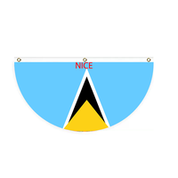 Drapeau semi-circulaire personnalisé de la nation d'Antigua, drapeau décoratif suspendu en polyester pour la maison, le balcon, la véranda, les fêtes, les festivals, les cadeaux