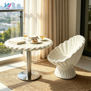 Ensemble de salle à manger extérieur de luxe moderne en fibre de verre, design sculptural, couleur personnalisée, écologique, pour centres commerciaux, hôtels et écoles - Product Image 3