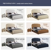 Lit américain de luxe en cuir Lit double souple et accessible Chambre à coucher Design moderne Cadre en bois Hôtels-King Queen Size