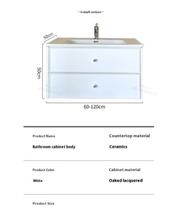Gabinete de baño de tablero de <span class=keywords><strong>Roca</strong></span> montado en la pared blanco personalizado <span class=keywords><strong>con</strong></span> lavabo integrado sin costuras para almacenamiento de baño moderno - Product Image 5