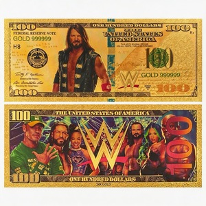 En gros Billets de banque en feuille d'or et Pièces commémoratives plaquées or 24 carats d'athlètes américains de la WWE, Collection de cadeaux - Product Image 2