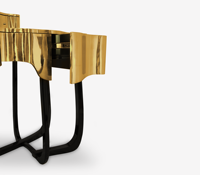Bocadolobo Coiffeuse de maquillage dorée haut de gamme Table de vanité en or de luxe avec miroir Table de vanité en forme de vague unique pour chambre à coucher