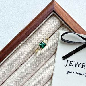 خاتم خطوبة فاخر من الفضة الإسترلينية عيار 925 مع حجر الزمرد للنساء - Product Image 3