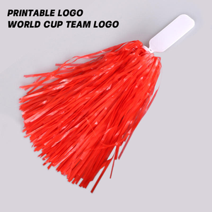 Pompons de cheerleading personnalisés avec logo, plats, 25g, jaune mat, en feuille, avec poignée pour les doigts - Product Image 4