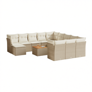Conjunto de Sofás de Jardín de Ratán Beige para 6 Personas, Muebles de Exterior Resistentes a la Intemperie, Diseño Contemporáneo - Product Image 1
