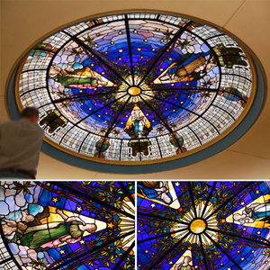 Lucernario religioso dipinto a mano della cupola di vetro colorato per la casa funebre cattolica della santa croce cattolica - Product Image 3