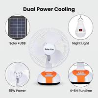 Ventilateur de table solaire à prix de gros avec veilleuse USB, 12 ou 16 pouces en option, pour la maison, le camping, l'extérieur, OEM/ODM acceptable